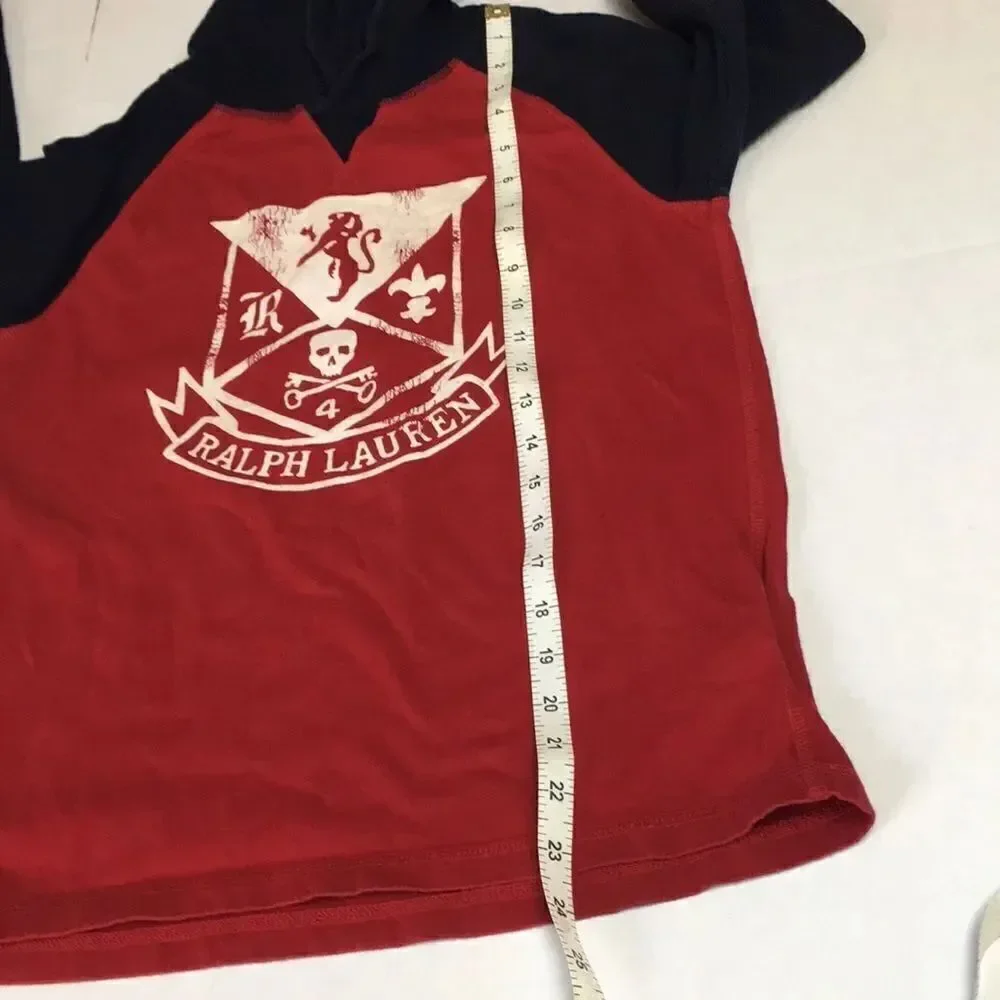 Polo by Ralph Lauren Boys Red and Blue Long Sleeve Hoodie Shirt Size XL (14-16)